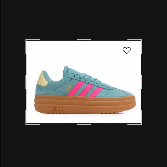 Adidas Women's Teal and Pink Platform Sneakers VL Court Bold J - Picture 2 of 4